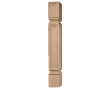5in.W x 5in.D x 35 1/2in.H Kent Raised Panel Cabinet Column (Top Block: 6in., Bottom Block: 7in.), Alder